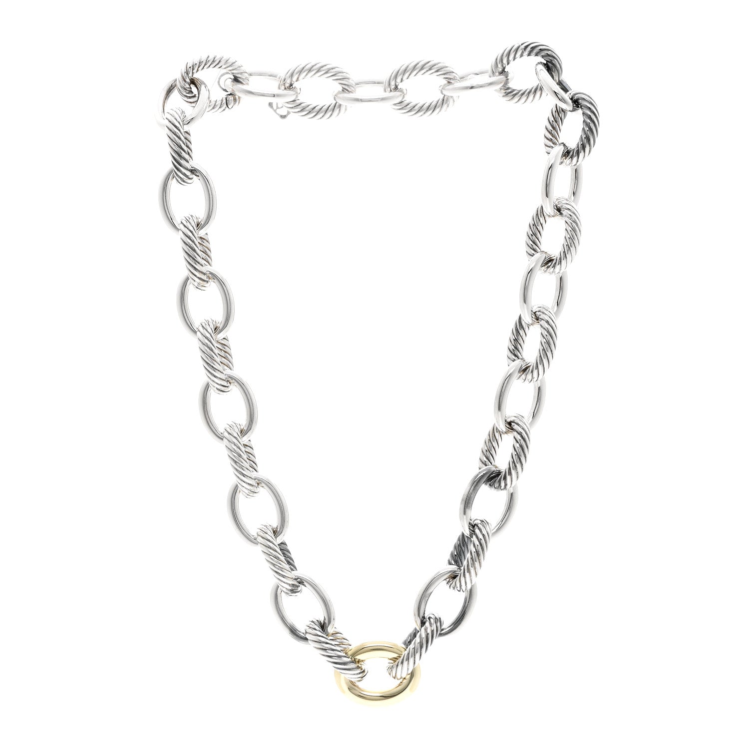 David Yurman Sterling Silver 14K Yellow Gold Large Oval Link
