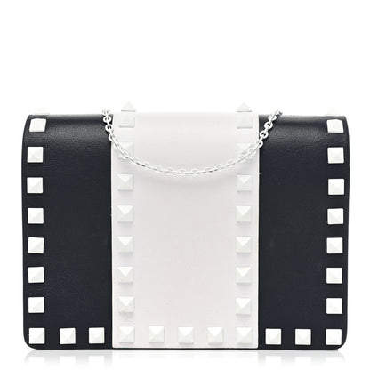 Valentino Garavani Vitello Colorblock Free Rockstud Wallet on Chain Marine Optic White 1 of 15