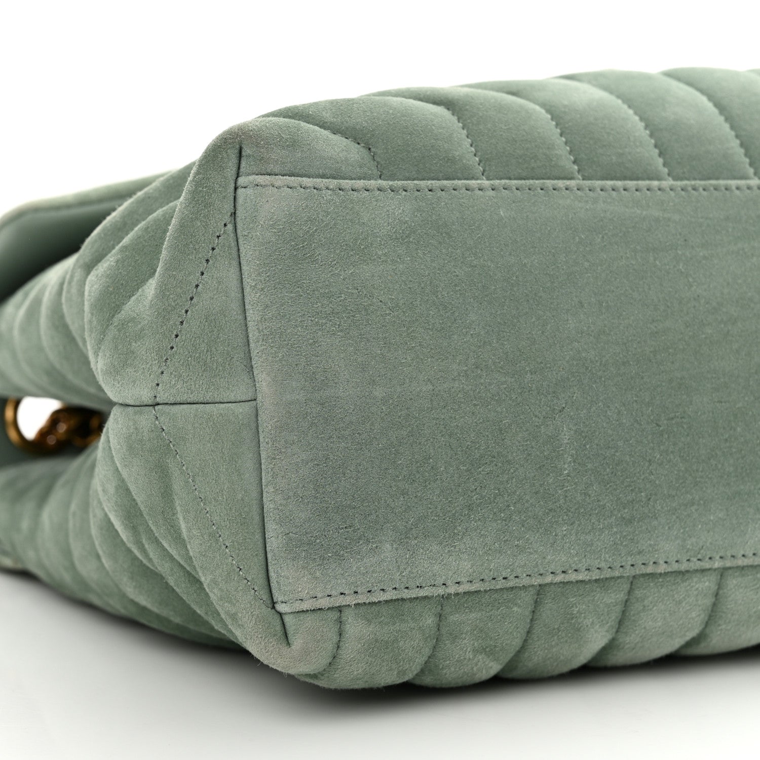 Saint Laurent Suede Y Quilted Monogram Medium Loulou Chain Satchel Vert Opaline 9 of 11