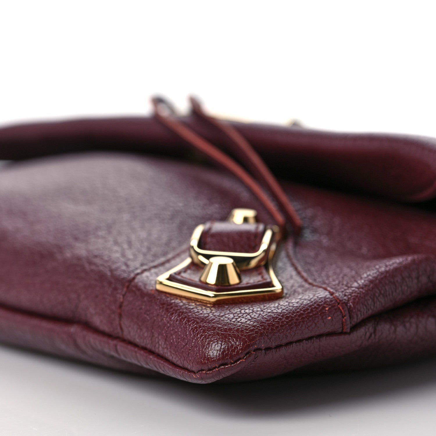 Balenciaga Chevre Gold Metallic Edge Hardware Envelope Clutch Bordeaux 7 of 7