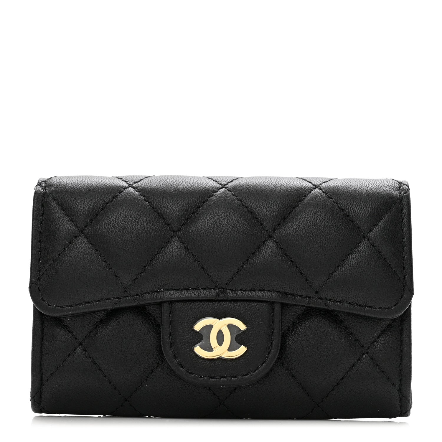 Chanel Lambskin Quilted Flap Card Holder Black 1 of 9