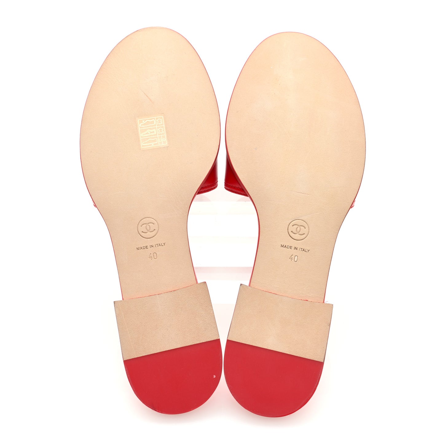 Shiny Calfskin CC Mules 40 Red