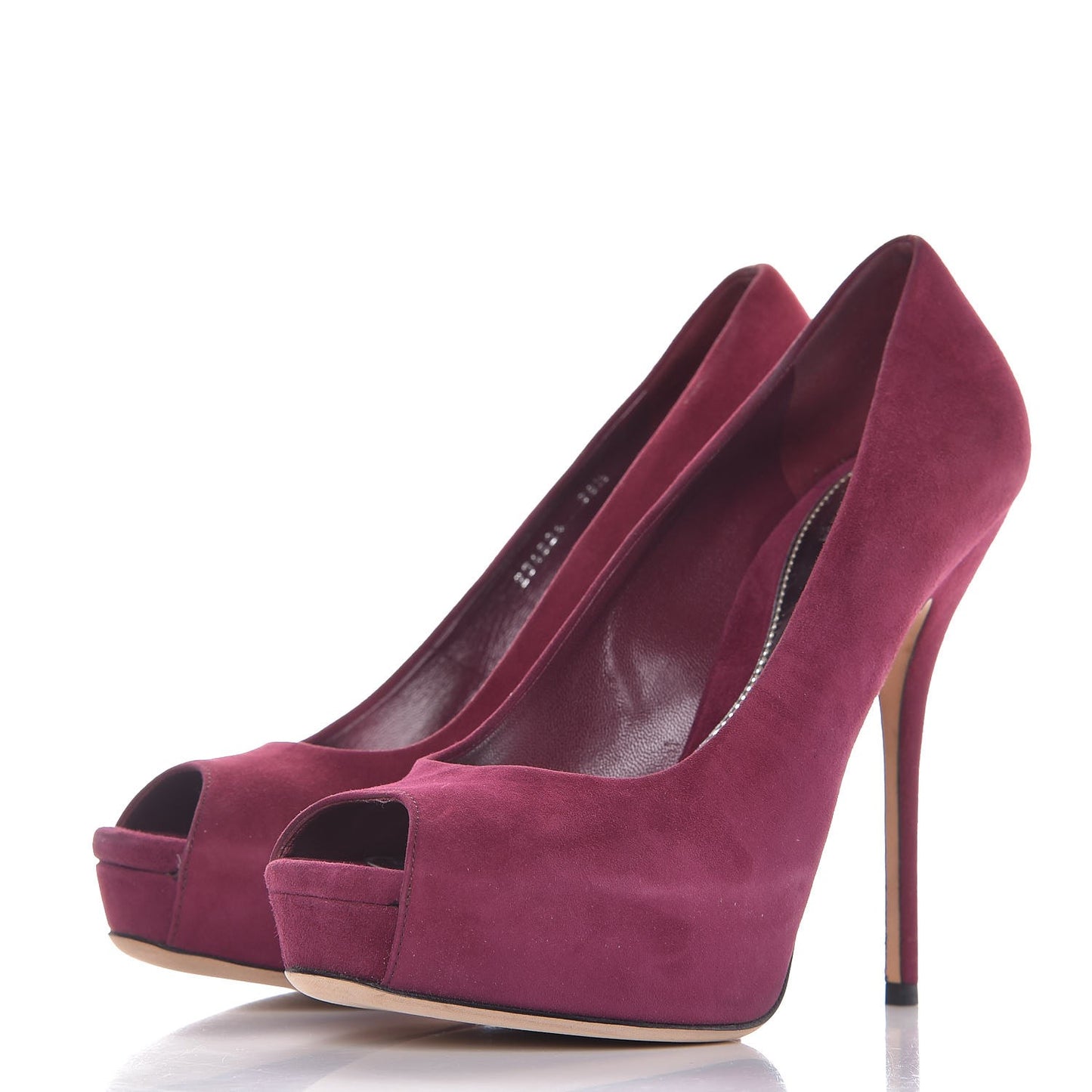 Suede Sofia Peep Toe Pumps 38.5 Fuchsia