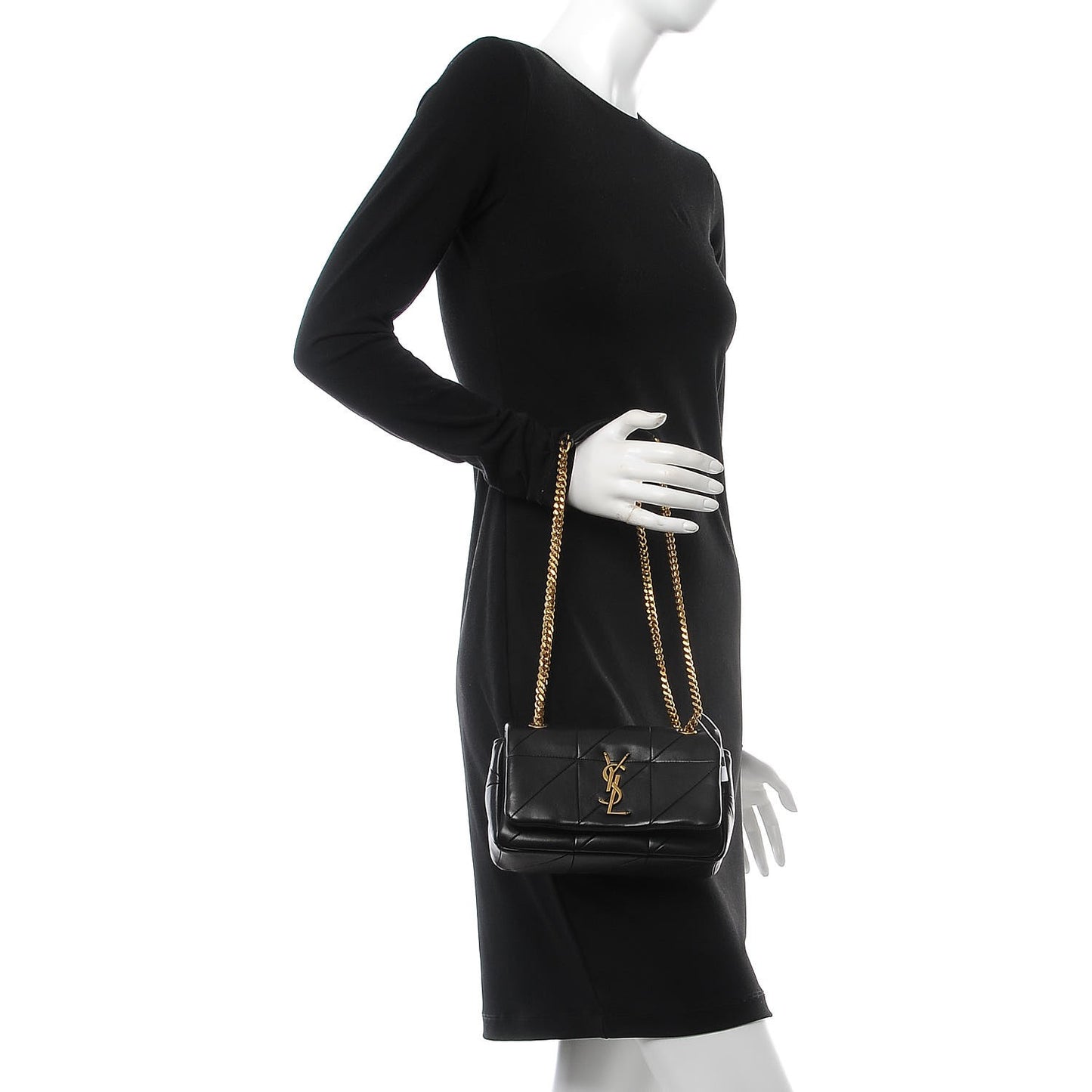 Lambskin Patchwork Monogram Small Jamie Black