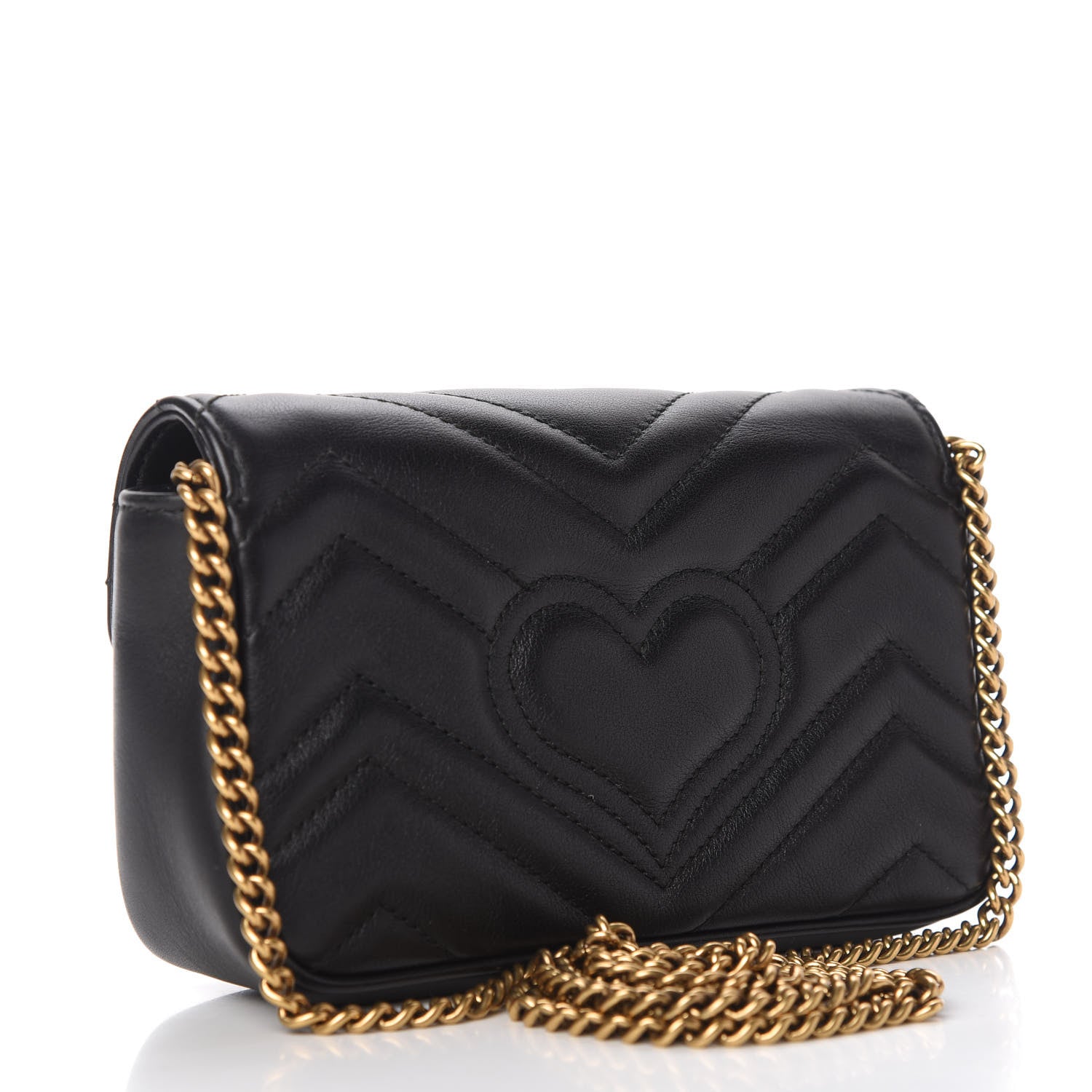 Gucci Calfskin Matelasse Super Mini GG Marmont Shoulder Bag Black 3 of 10