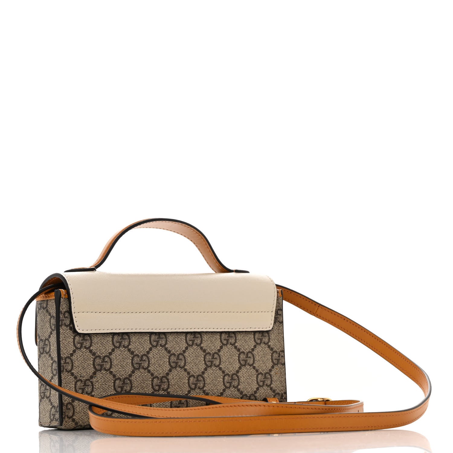 Gucci GG Supreme Monogram New Sakai Calfskin Mini Padlock Top Handle Shoulder Bag Beige Ebony Mystic White Sun Oil 3 of 12