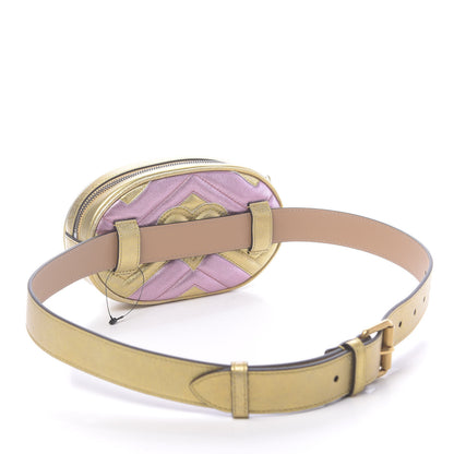 Gucci Metallic Nappa Matelasse Heart GG Marmont Belt Bag 85 34 Oro Vecchio Rosa 3 of 10