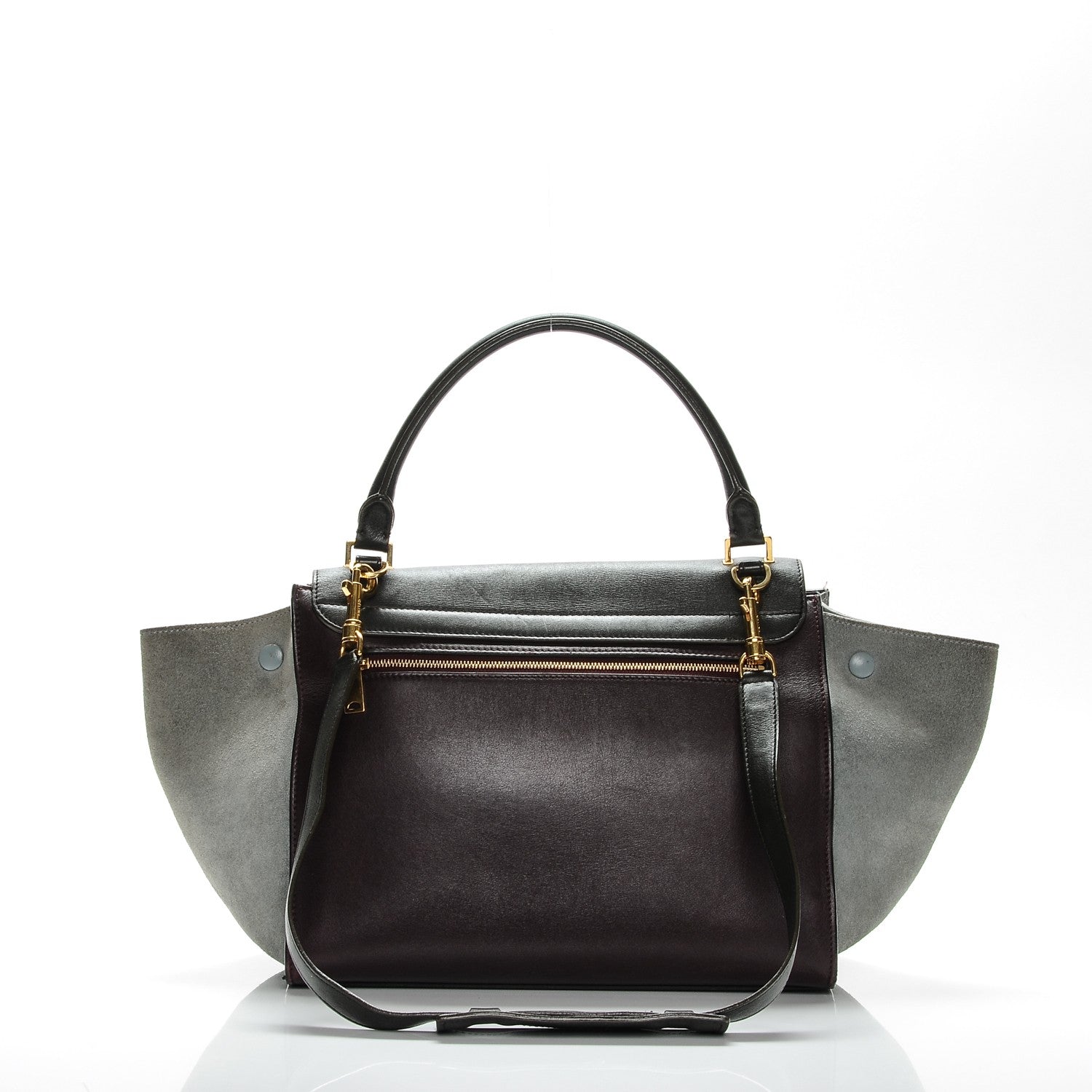 Celine Smooth Calfskin Suede Medium Tri-Color Trapeze Dark Grey 4 of 16