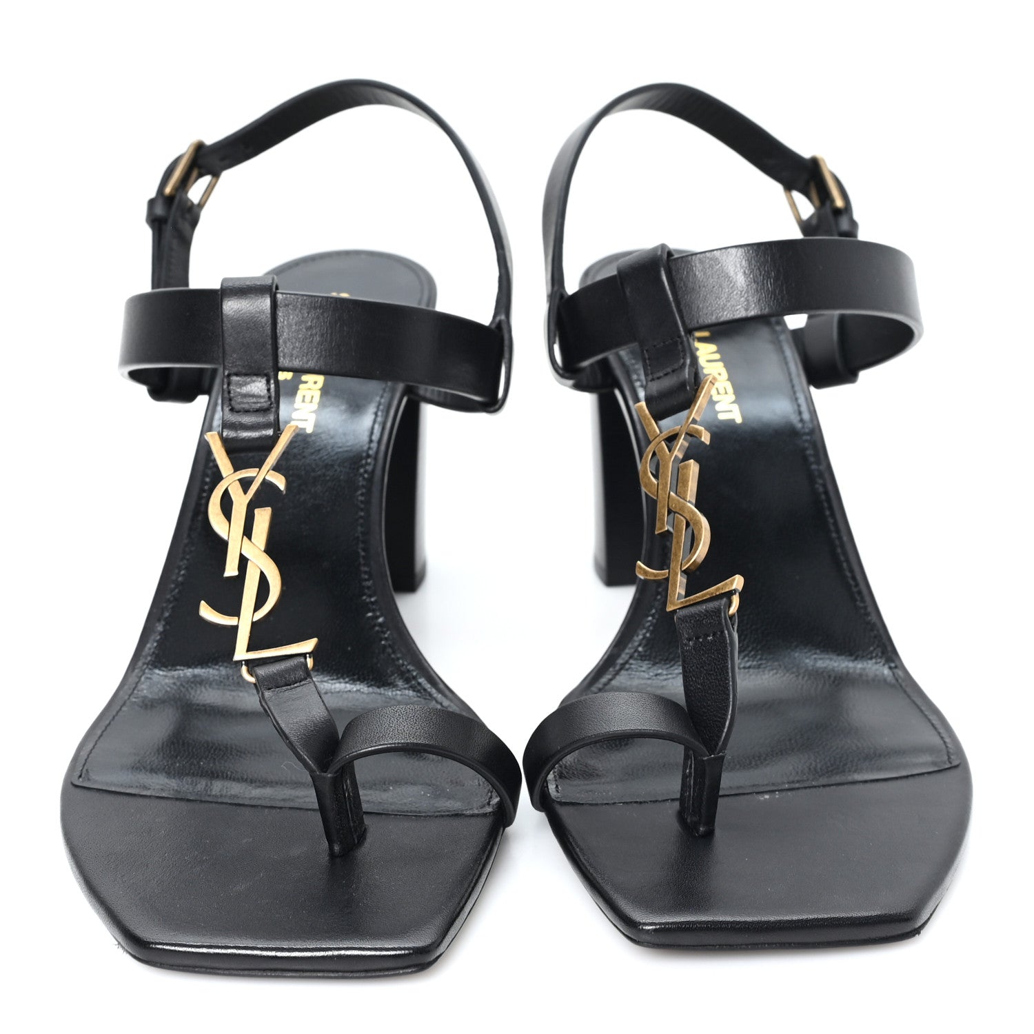 Saint Laurent Calfskin Cocco Cassandra 75 Sandals 39 Black 3 of 10