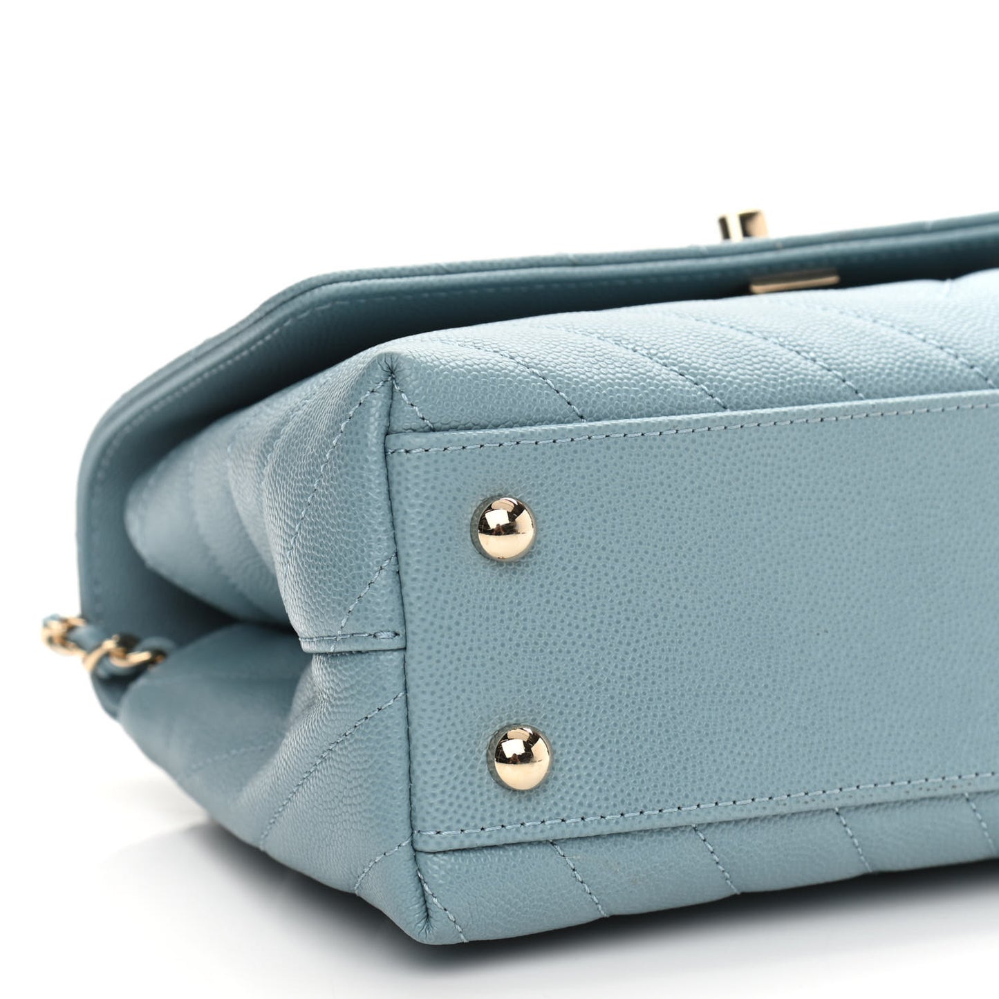 Caviar Chevron Quilted Mini Coco Handle Flap Sky Blue