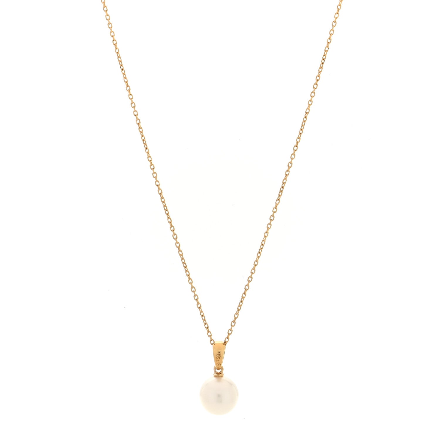 Mikimoto 18K Yellow Gold Akoya Cultured Pearl Pendant Necklace 1 of 4
