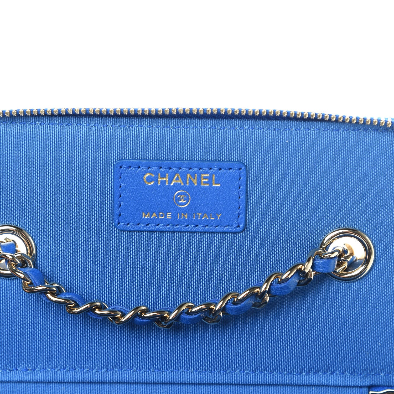 Chanel Raffia Jute Striped Small Vanity Case With Chain Blue Beige 6 of 11