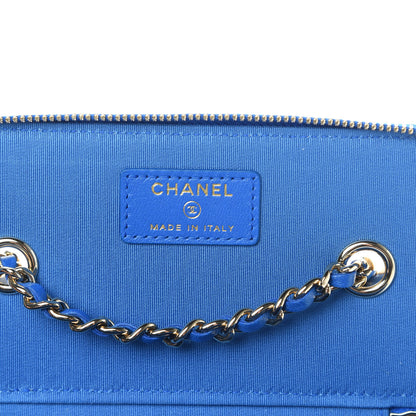 Chanel Raffia Jute Striped Small Vanity Case With Chain Blue Beige 6 of 11