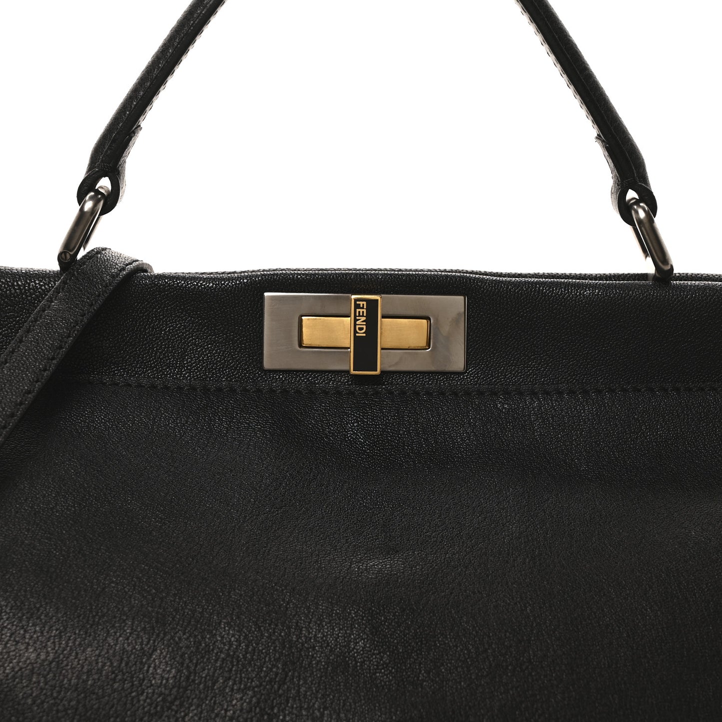 Goatskin Large Peekaboo Iconic Satchel Black