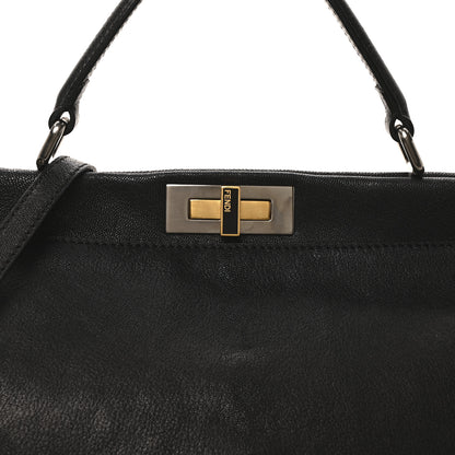 Fendi Goatskin Large Peekaboo Iconic Satchel Black 7 of 10
