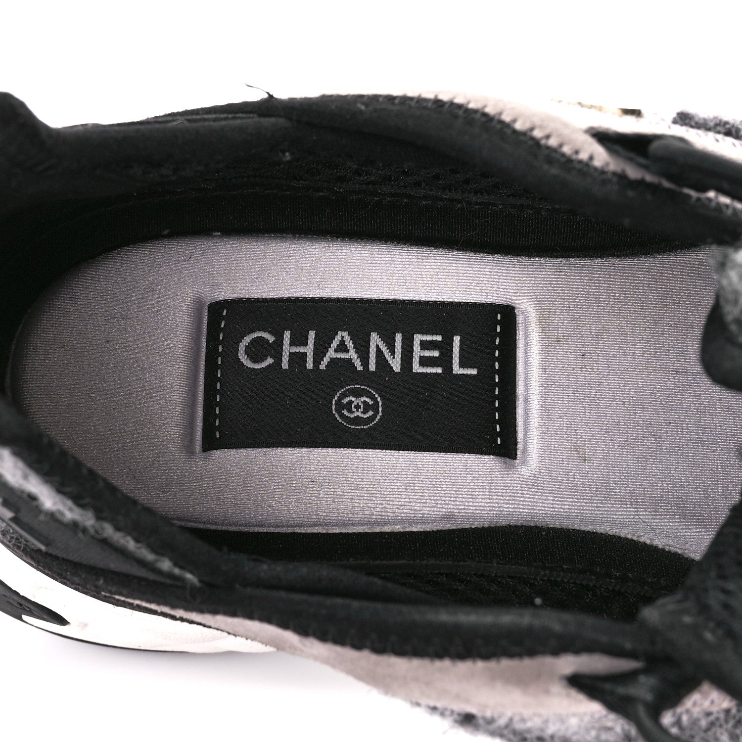 Chanel Suede Calfskin Mixed Fibers CC Sneakers 38.5 Grey 7 of 8