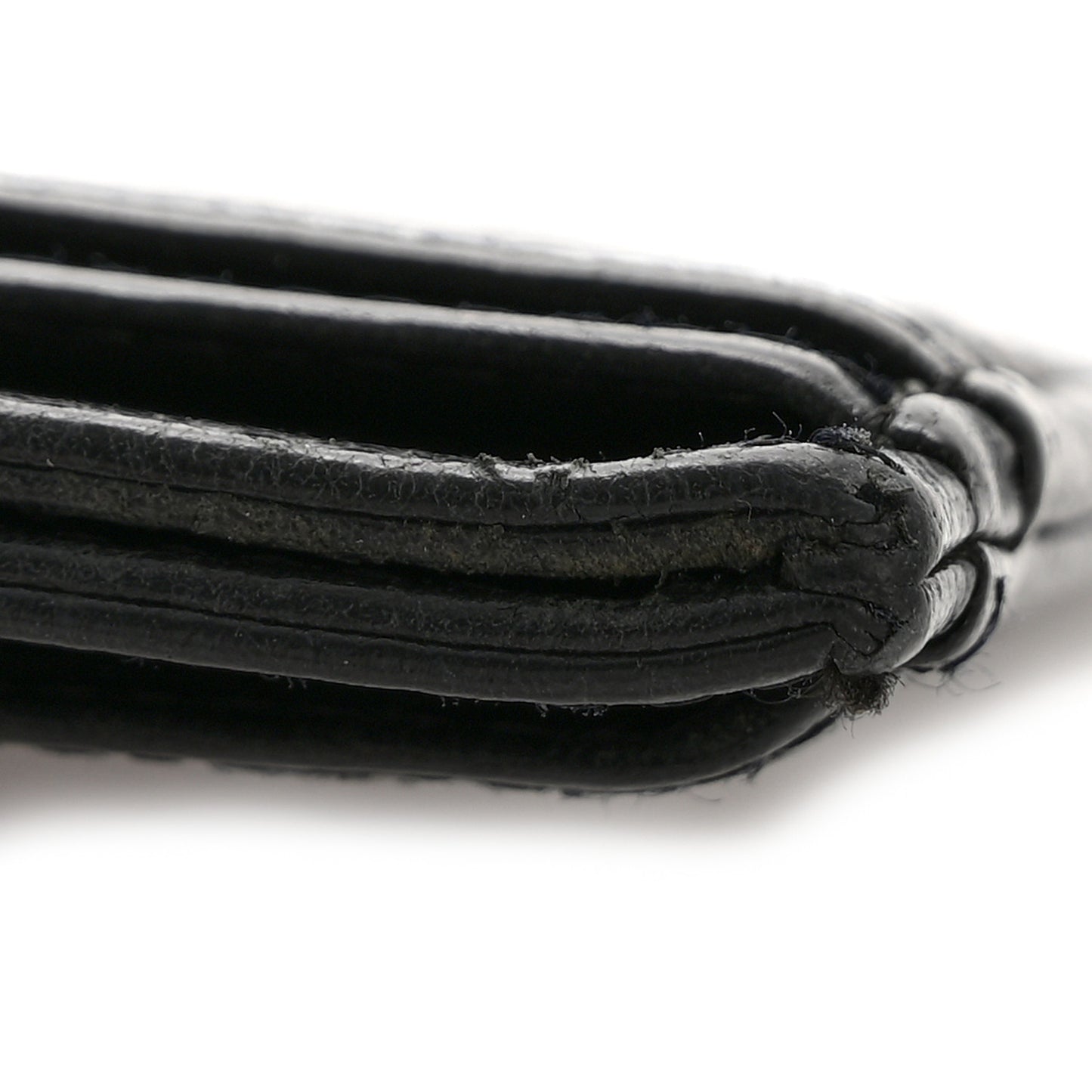 Goatskin Quilted Card Holder Black
