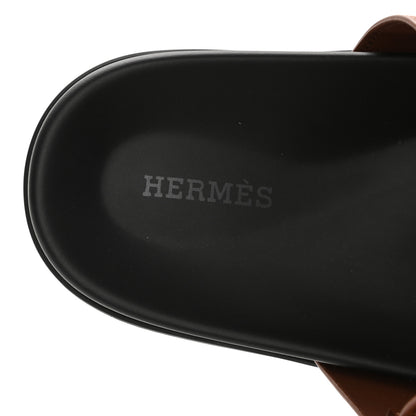 Hermes Calfskin Womens Chypre Sandals 40 Gold 7 of 9