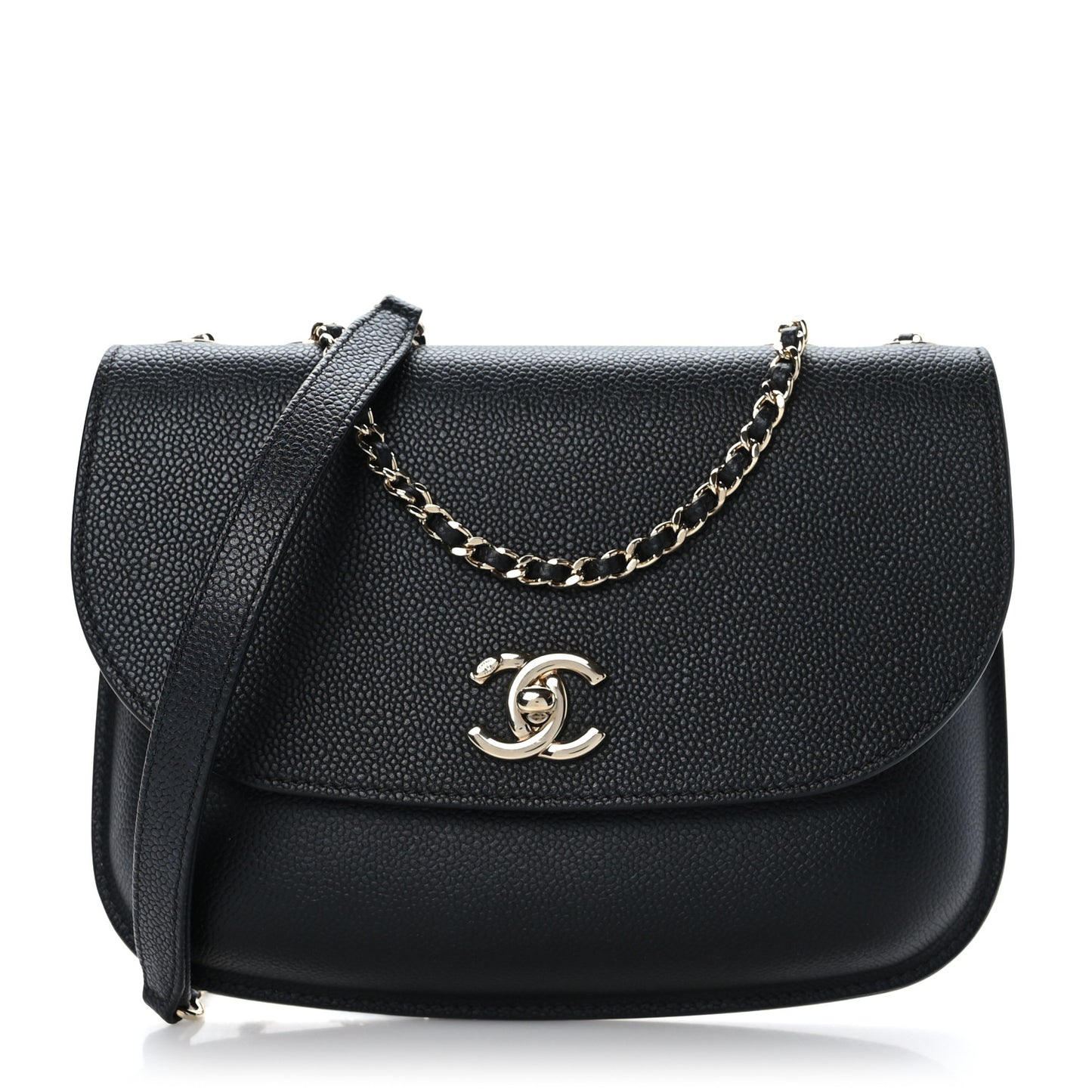 Caviar Mini Chain Flap Bag Black