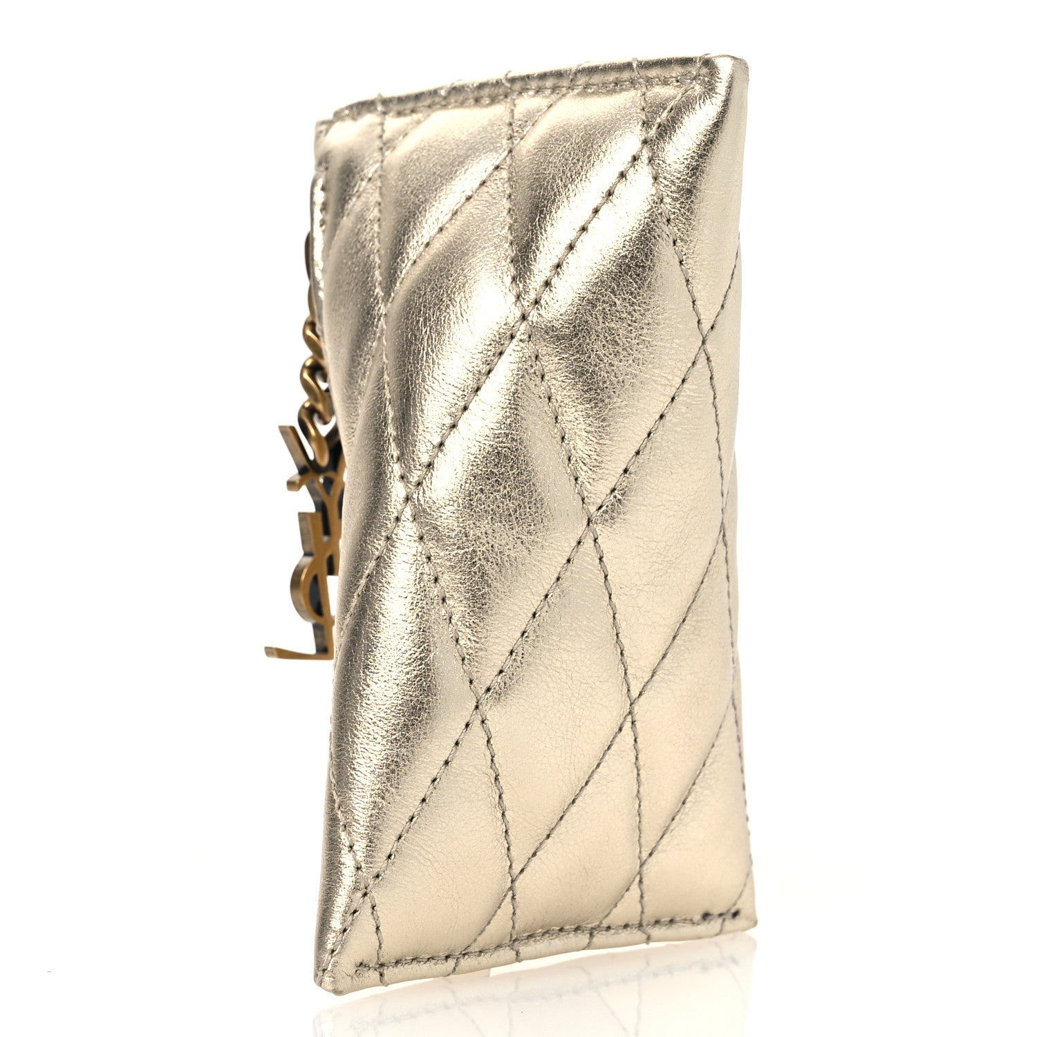 Saint Laurent Metallic Calfskin Berlingo Bag Charm Platino 3 of 8