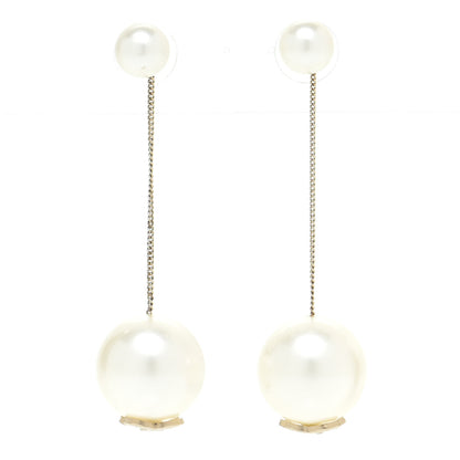 Chanel Pearl CC Chain Drop Earrings Gold 1 of 4