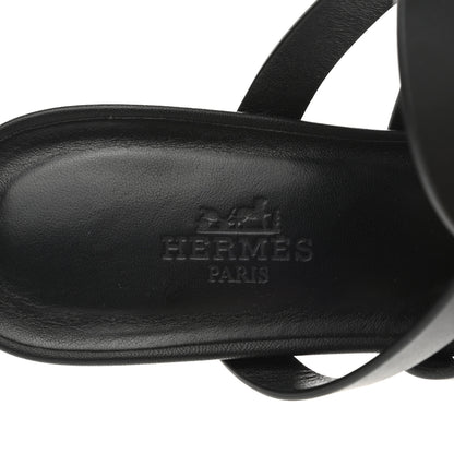 Hermes Calfskin Celena 50 Sandals 37.5 Black 7 of 9