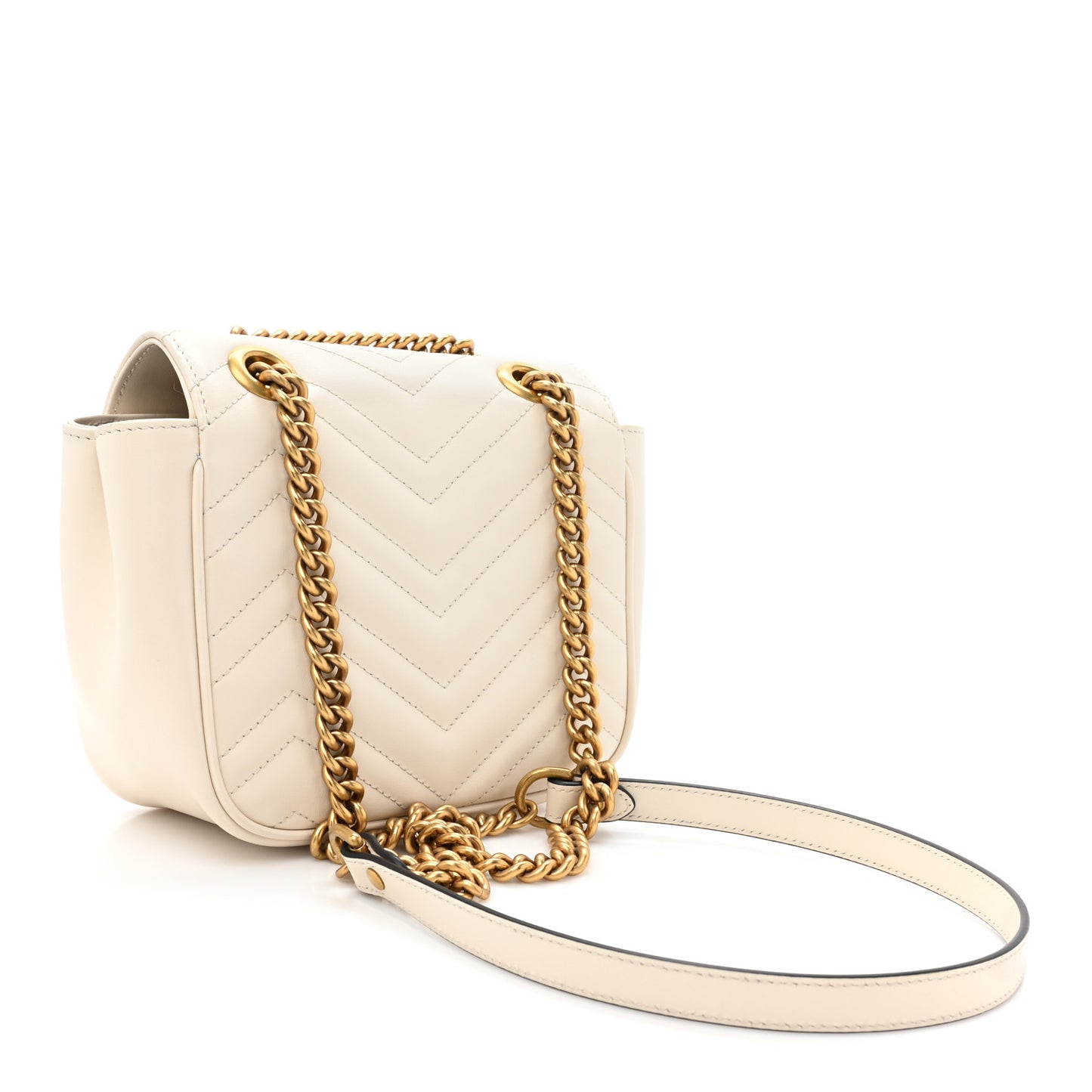 Calfskin Matelasse Mini GG Marmont Square Shoulder Bag White