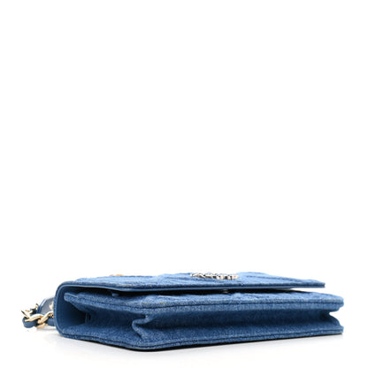 Chanel Denim Quilted Chanel 19 Wallet On Chain WOC Blue 4 of 12