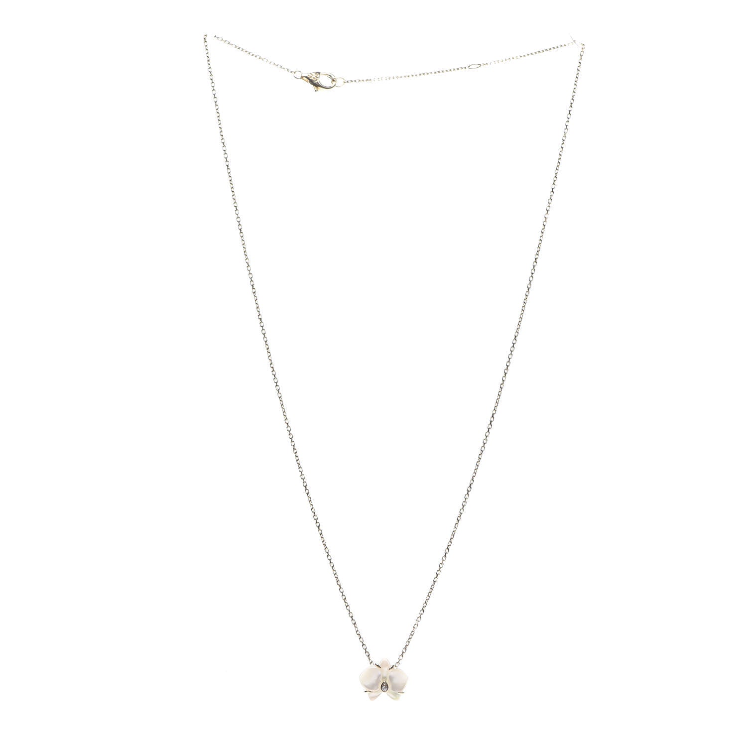 Cartier 18K Yellow Gold Mother Of Pearl Diamond Caresse D'Orchidees Par Necklace 3 of 5