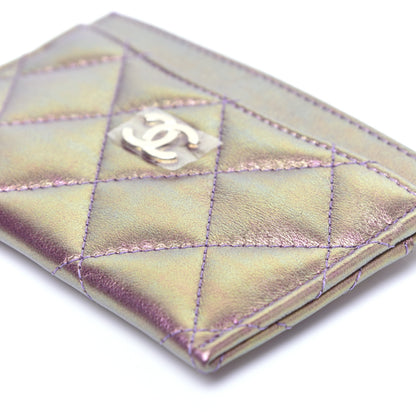 Chanel Iridescent Lambskin Quilted Card Holder Purple 7 of 12