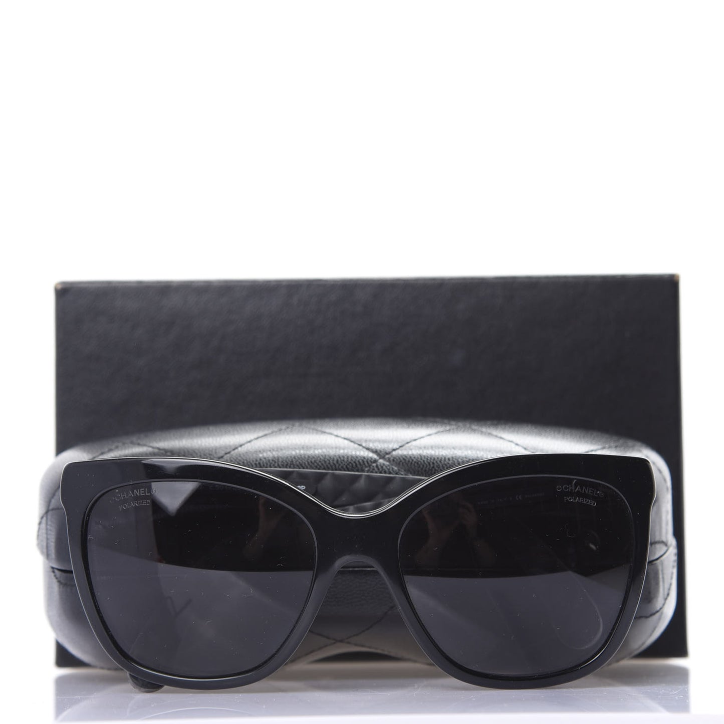Acetate Quilted Polarized Butterfly CC Sunglasses 5288-Q Black