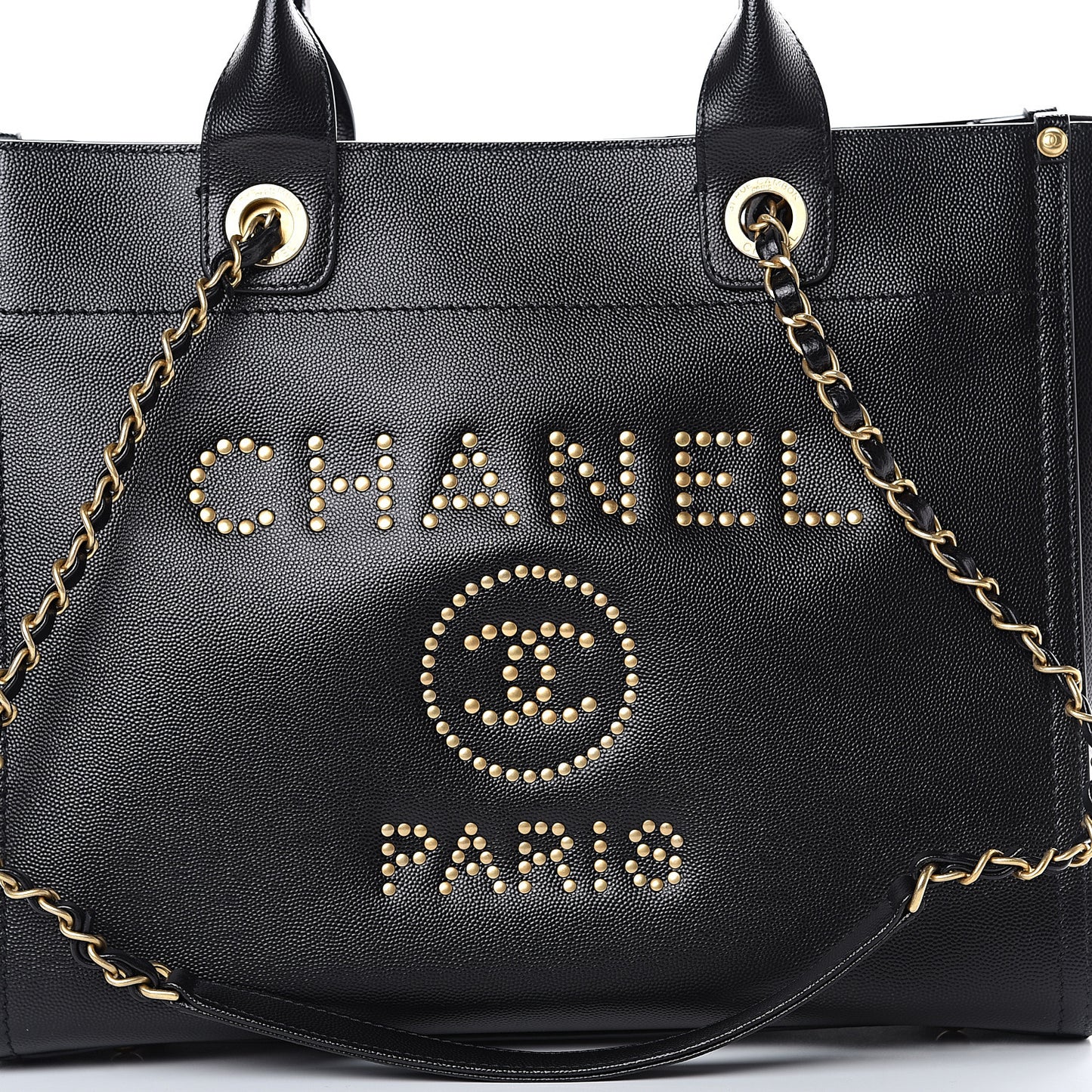 Caviar Small Studded Deauville Tote Black