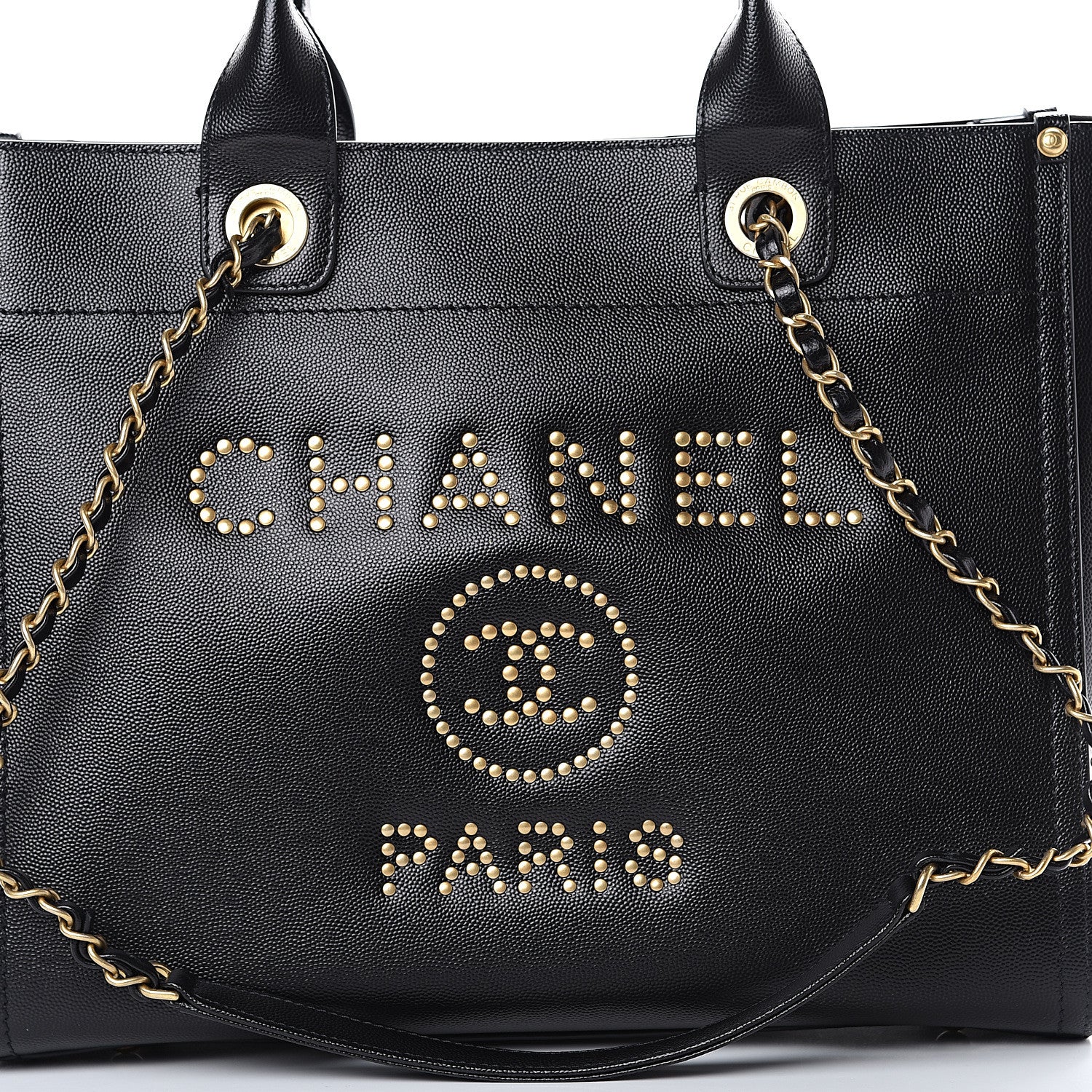 Chanel Caviar Small Studded Deauville Tote Black 7 of 9