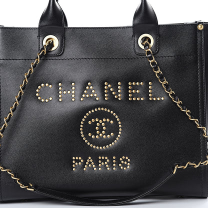 Chanel Caviar Small Studded Deauville Tote Black 7 of 9