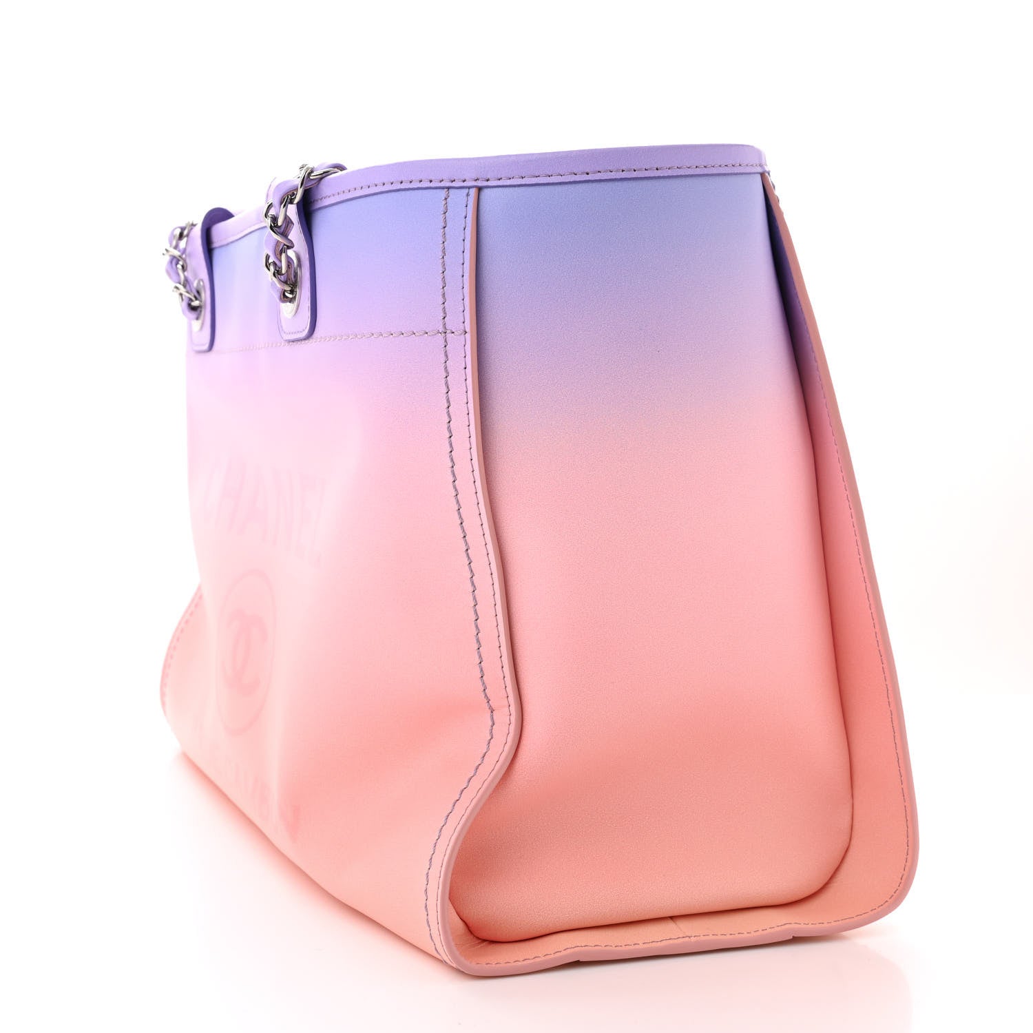 Chanel Shaded Calfskin Medium Deauville Tote Light Purple Pink Coral 12 of 12