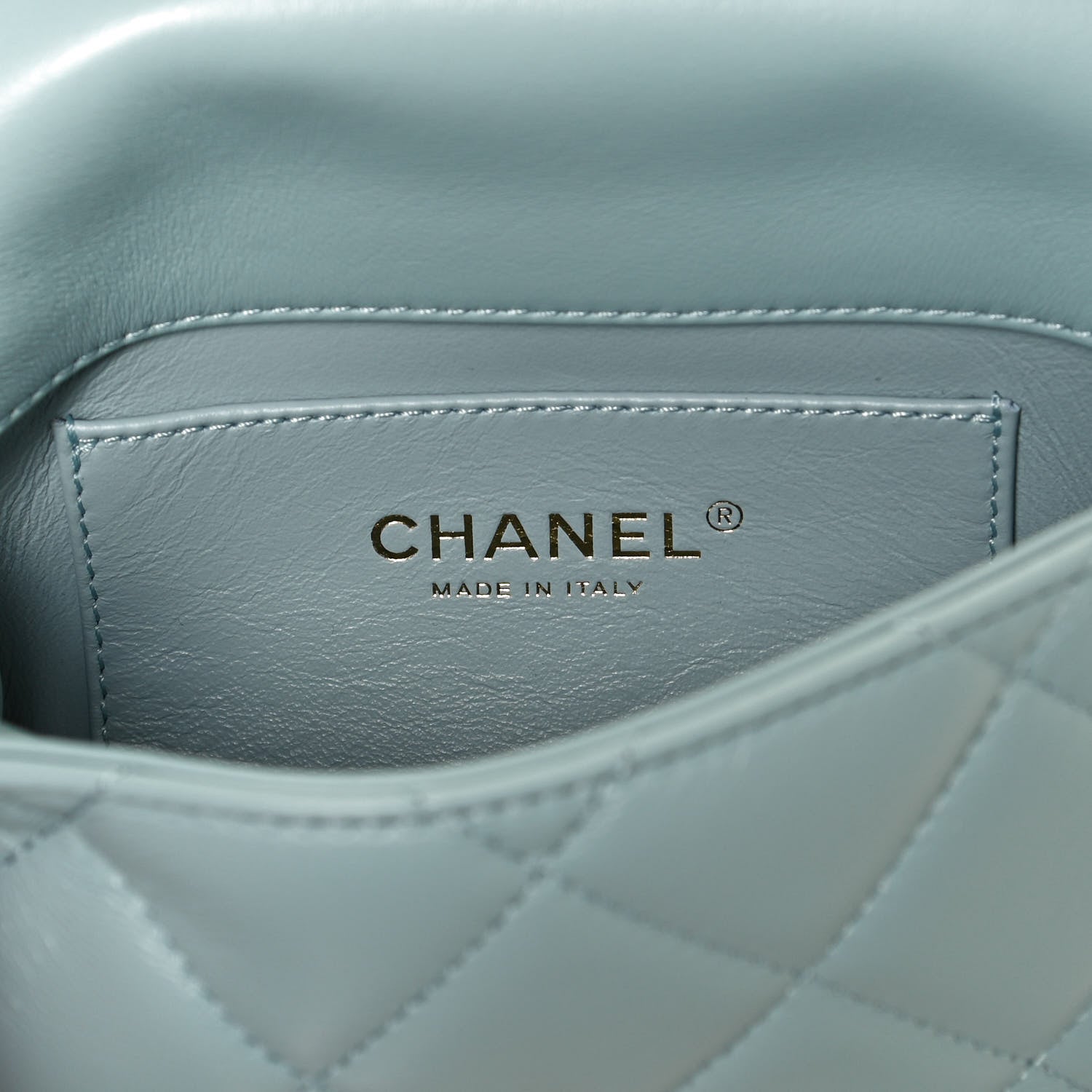 Chanel Lambskin Enamel Quilted Mini Pending CC Square Flap Light Blue 6 of 11