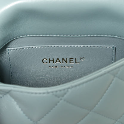 Chanel Lambskin Enamel Quilted Mini Pending CC Square Flap Light Blue 6 of 11