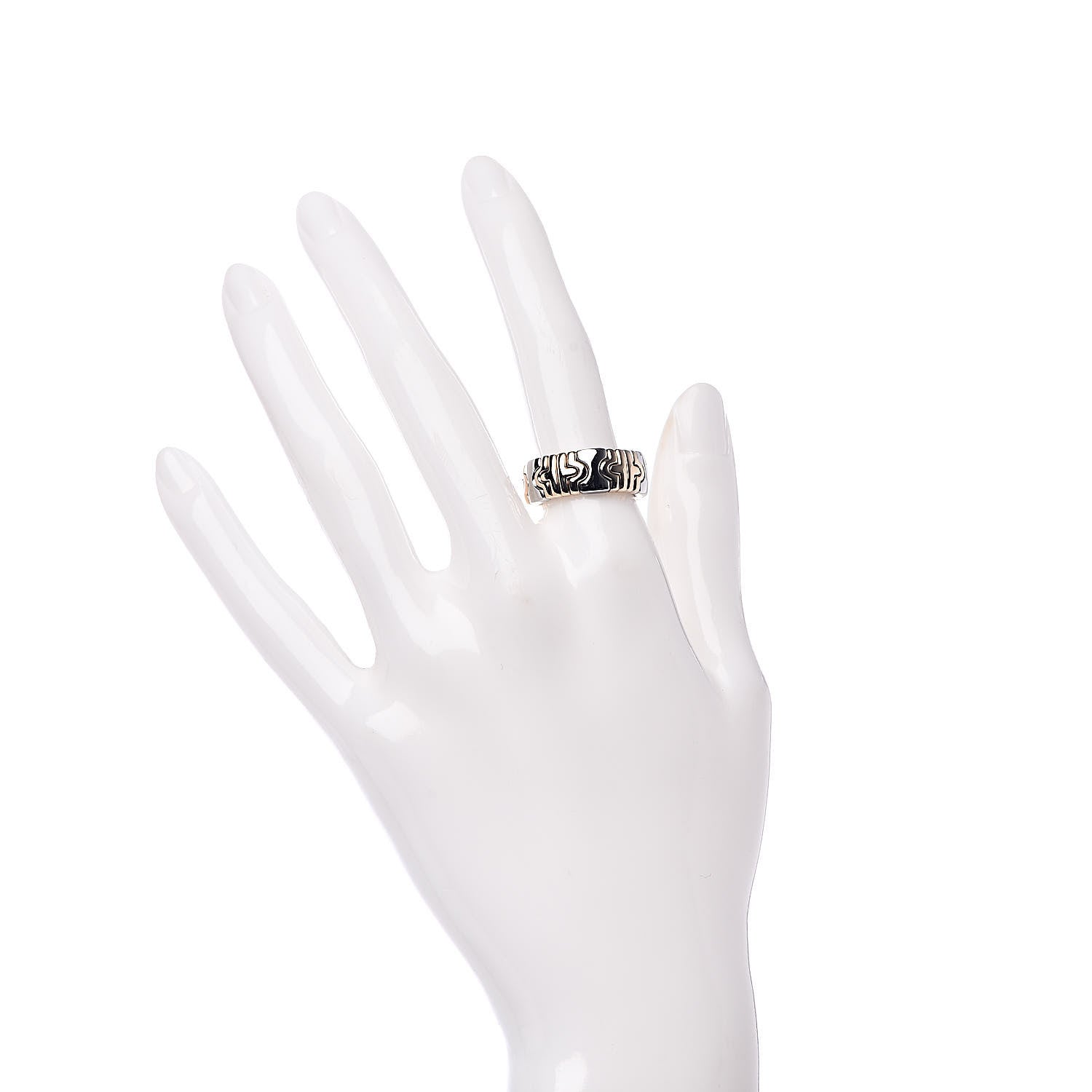 Bulgari Stainless Steel 18K Yellow Gold Parentesi Ring 54 6.75 2 of 5