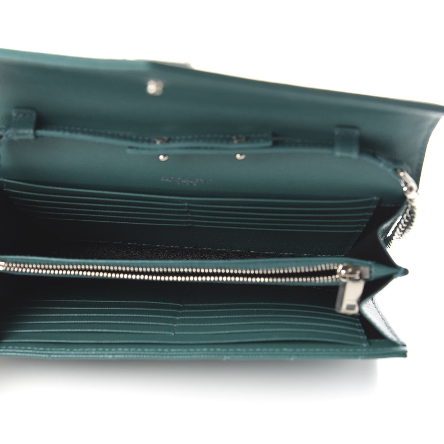 Grain De Poudre Matelasse Chevron Monogram Chain Wallet Malachite