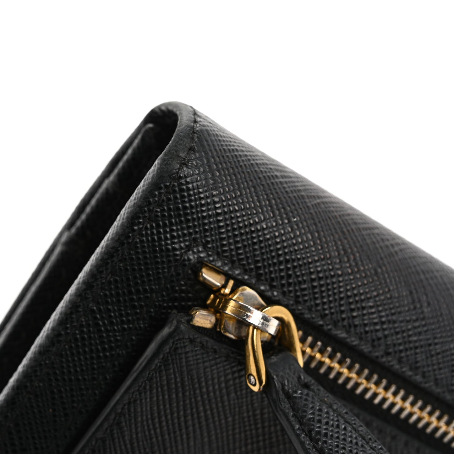Saffiano Triangle Logo Continental Flap Travel Wallet Black