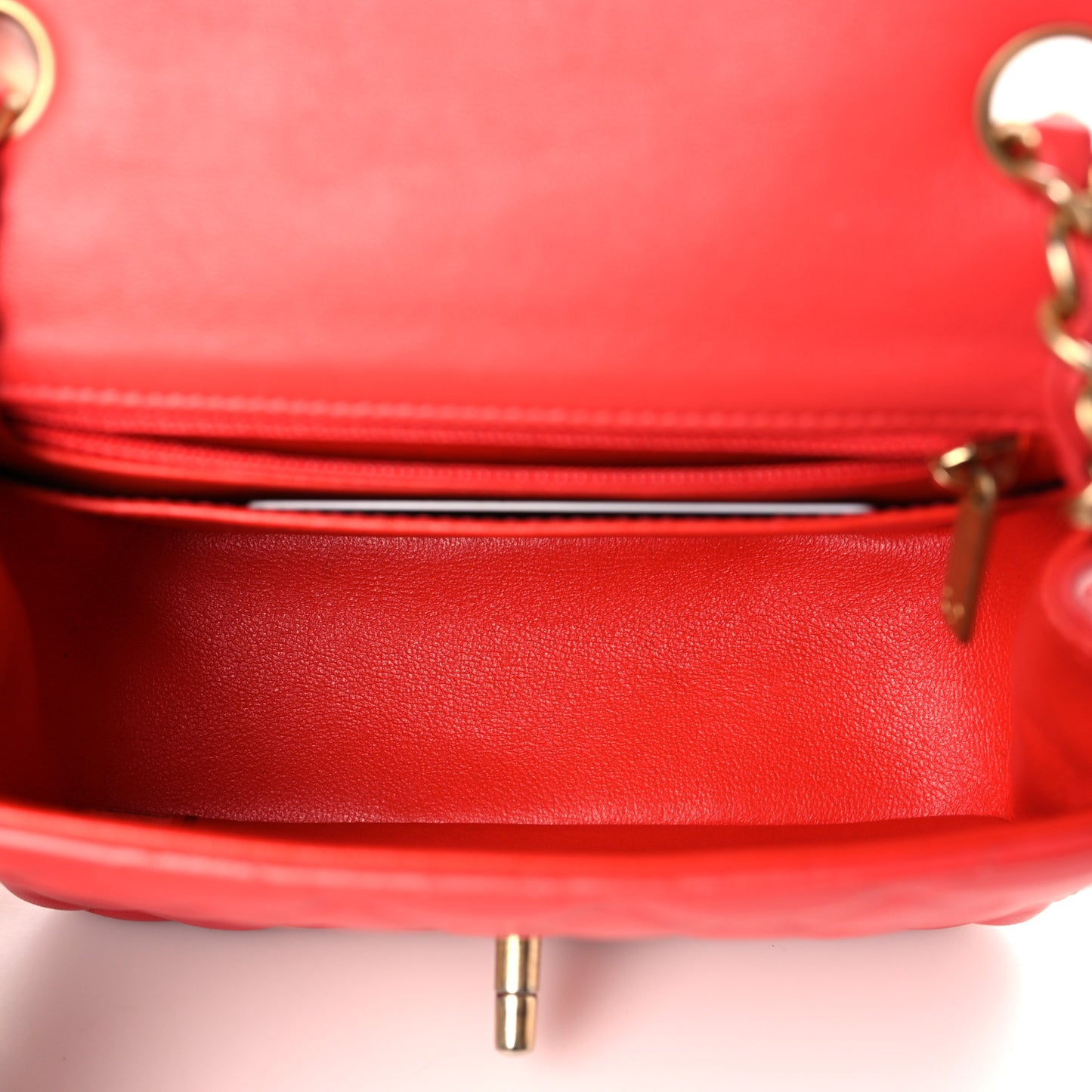 Lambskin Quilted Mini Square Flap Red