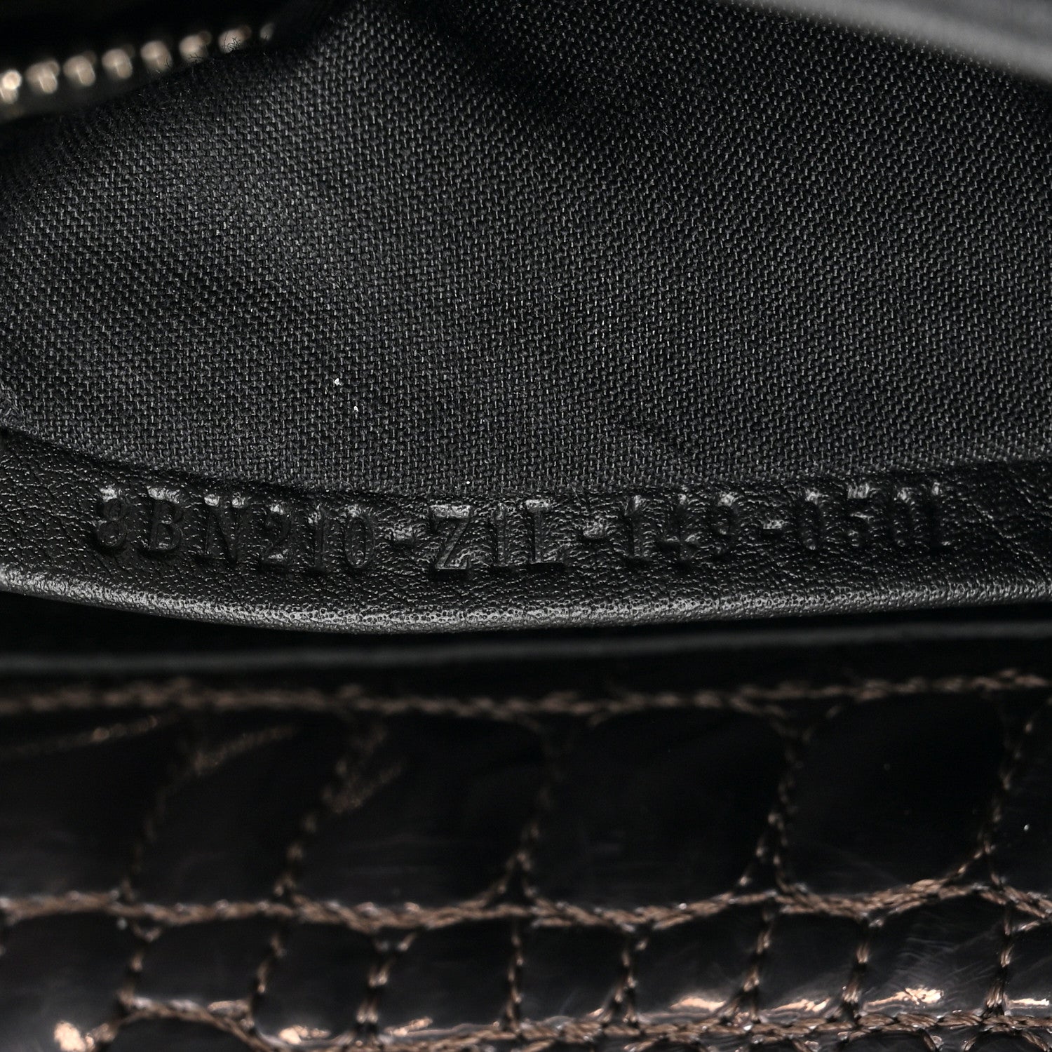 Fendi Vitello Dolce Marmol Patent Crocodile Trapuntata Large Peekaboo Iconic Satchel Black Fumo 8 of 15