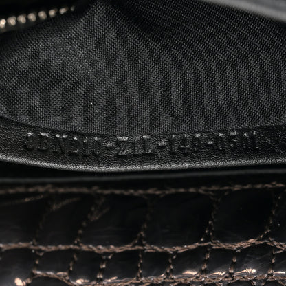 Fendi Vitello Dolce Marmol Patent Crocodile Trapuntata Large Peekaboo Iconic Satchel Black Fumo 8 of 15