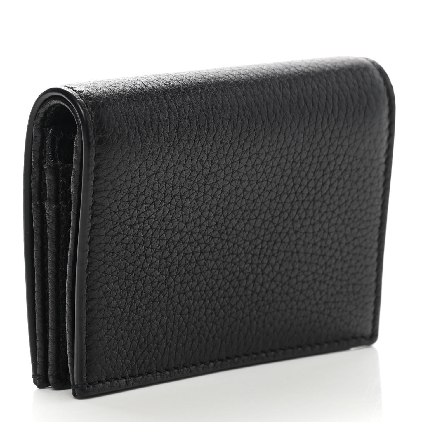 Pebbled Calfskin Animalier Card Case Black