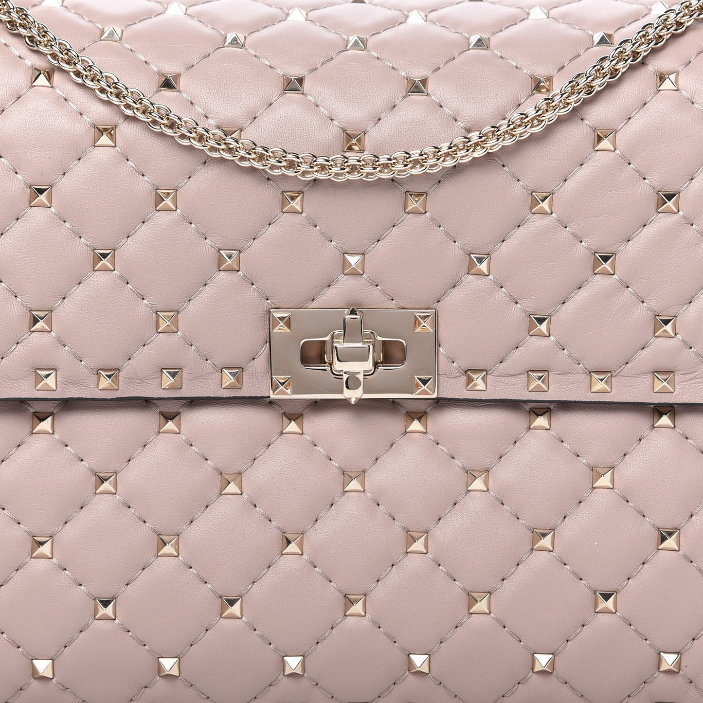 Nappa Large Rockstud Spike Shoulder Bag Poudre