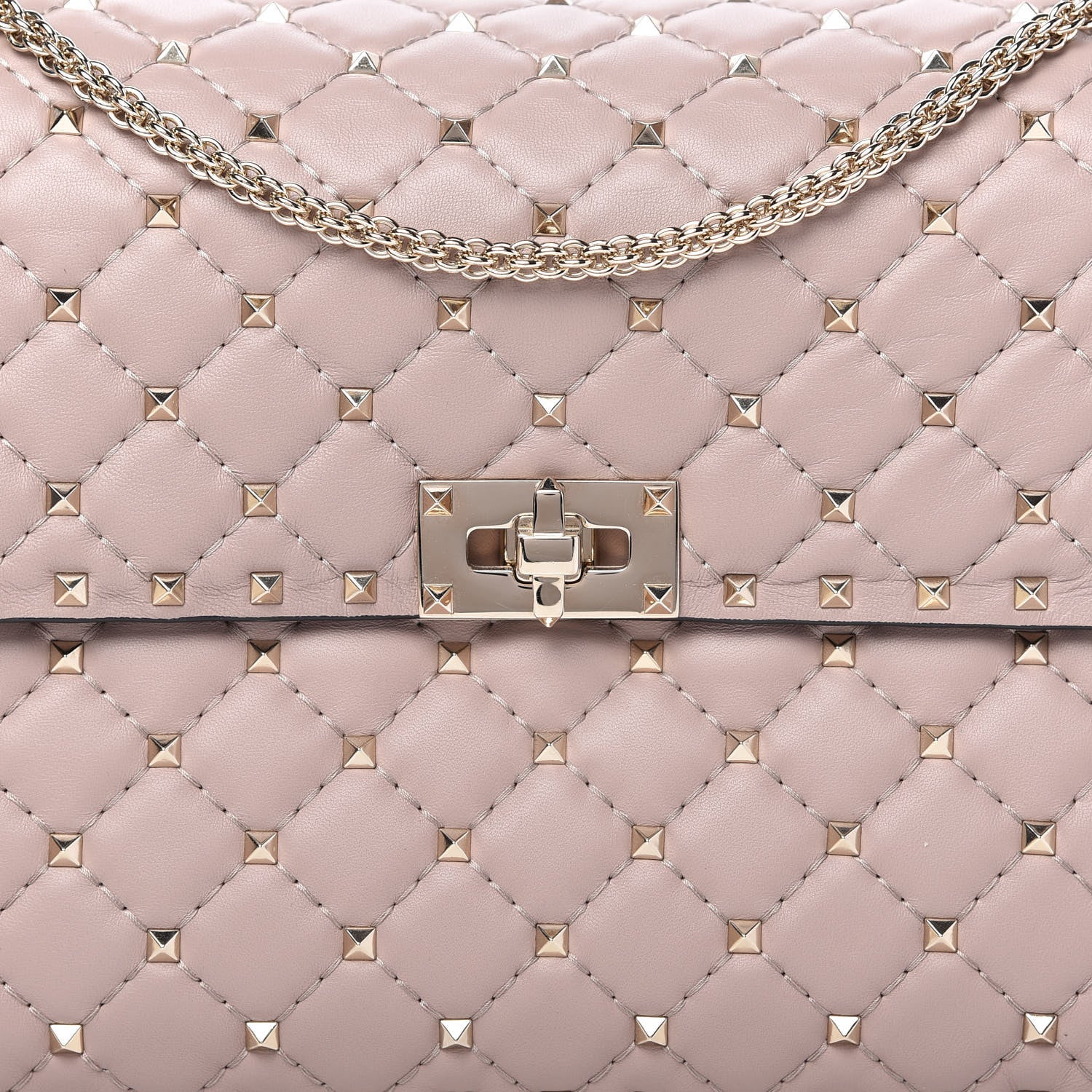Valentino Garavani Nappa Large Rockstud Spike Shoulder Bag Poudre 9 of 9