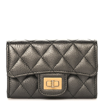 Chanel Metallic Calfskin Quilted Reissue Flap Card Holder Charcoal 1 of 8