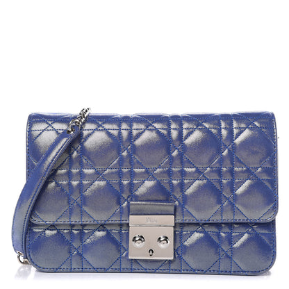 Christian Dior Metallic Calfskin Cannage Miss Dior Promenade Pouch Blue 1 of 10