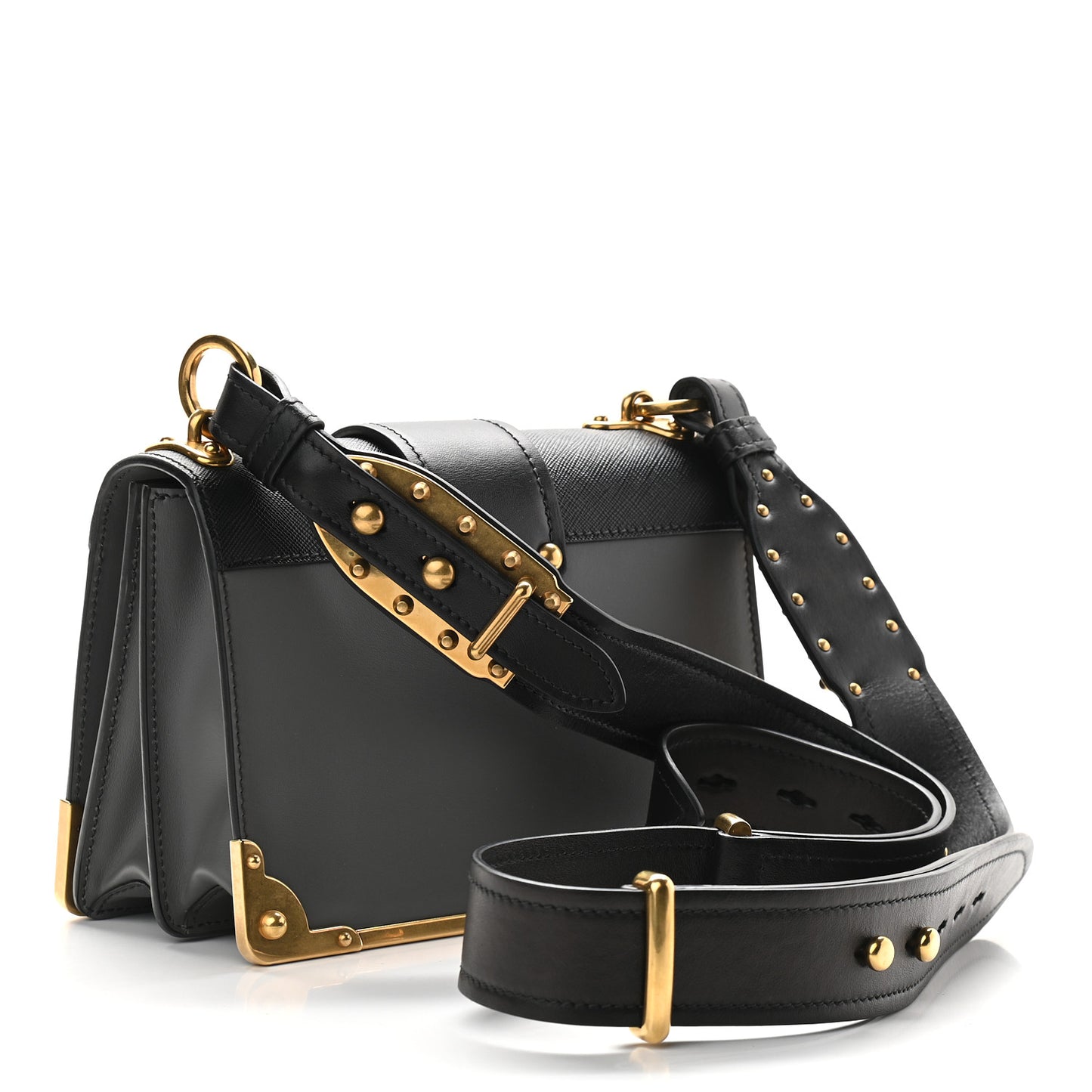 City Calfskin Saffiano Cahier Bag Mercurio Black