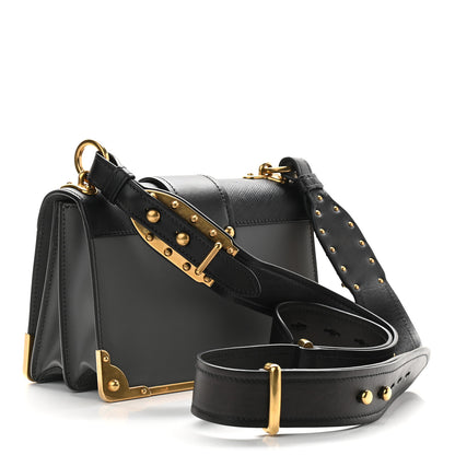 Prada City Calfskin Saffiano Cahier Bag Mercurio Black 3 of 8